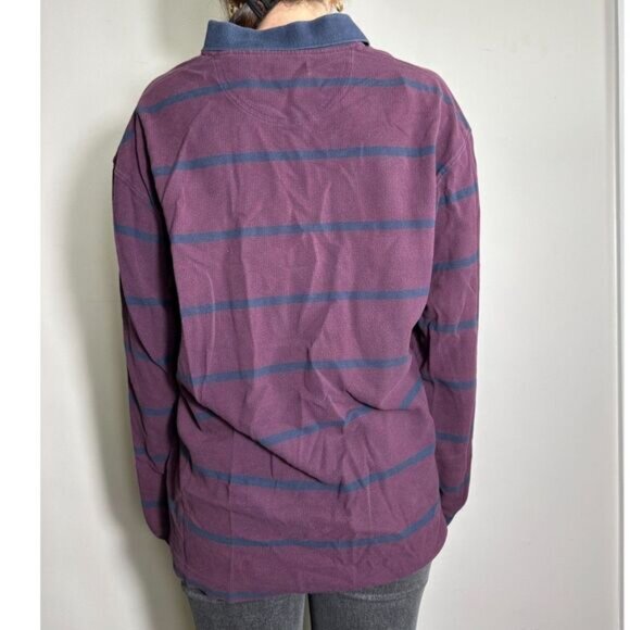 Vintage Denim Ridge Originals 100% Cotton Purple Striped Collared Shirt Sz Large - Picture 2 of 8